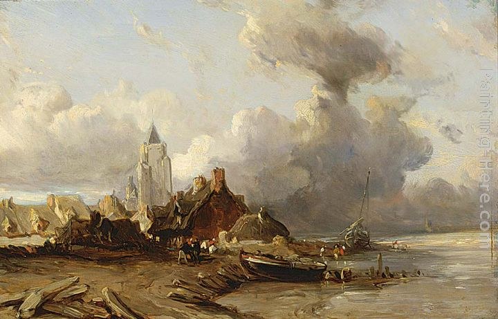 Eugene Isabey A Village by the Sea